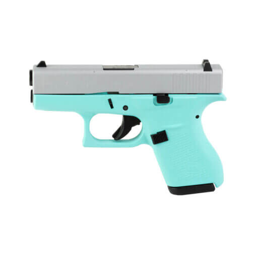 GLOCK 42 380 ACP 6rd Robins Egg w/ Silver Slide