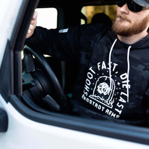 Shoot Fast Die Last Black Camo Hoodie
