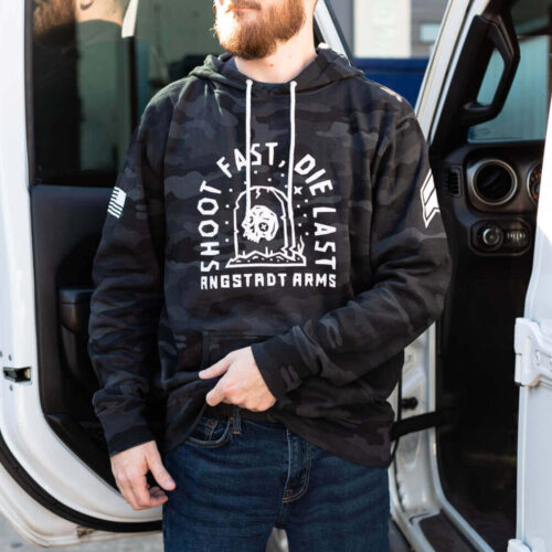 Shoot Fast Die Last Black Camo Hoodie