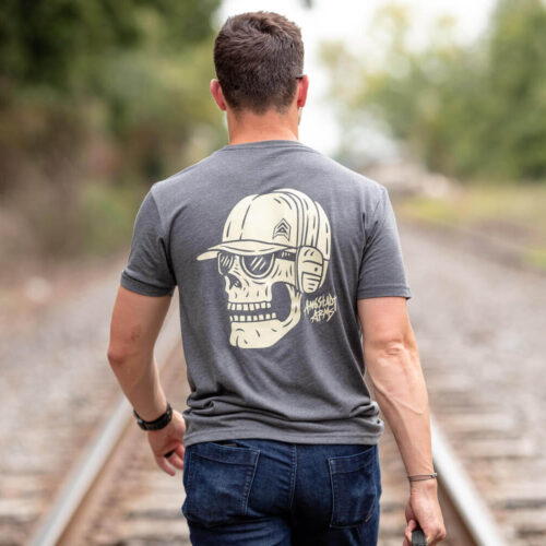 Angstadt Arms Skull Shooter T Shirt Heavy Metal Grey