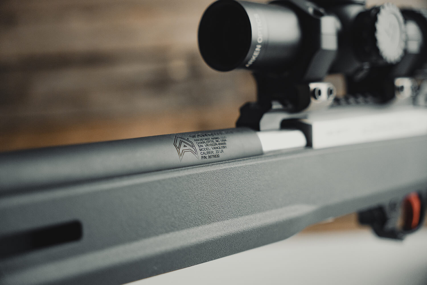 Vanquish22 integrally suppressed Ruger 10/22 barrel markings