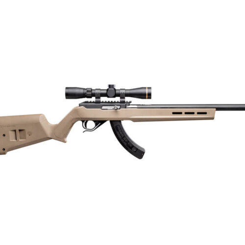 Integrally Suppressed Ruger 10/22 with FDE Stock and Black Barrel